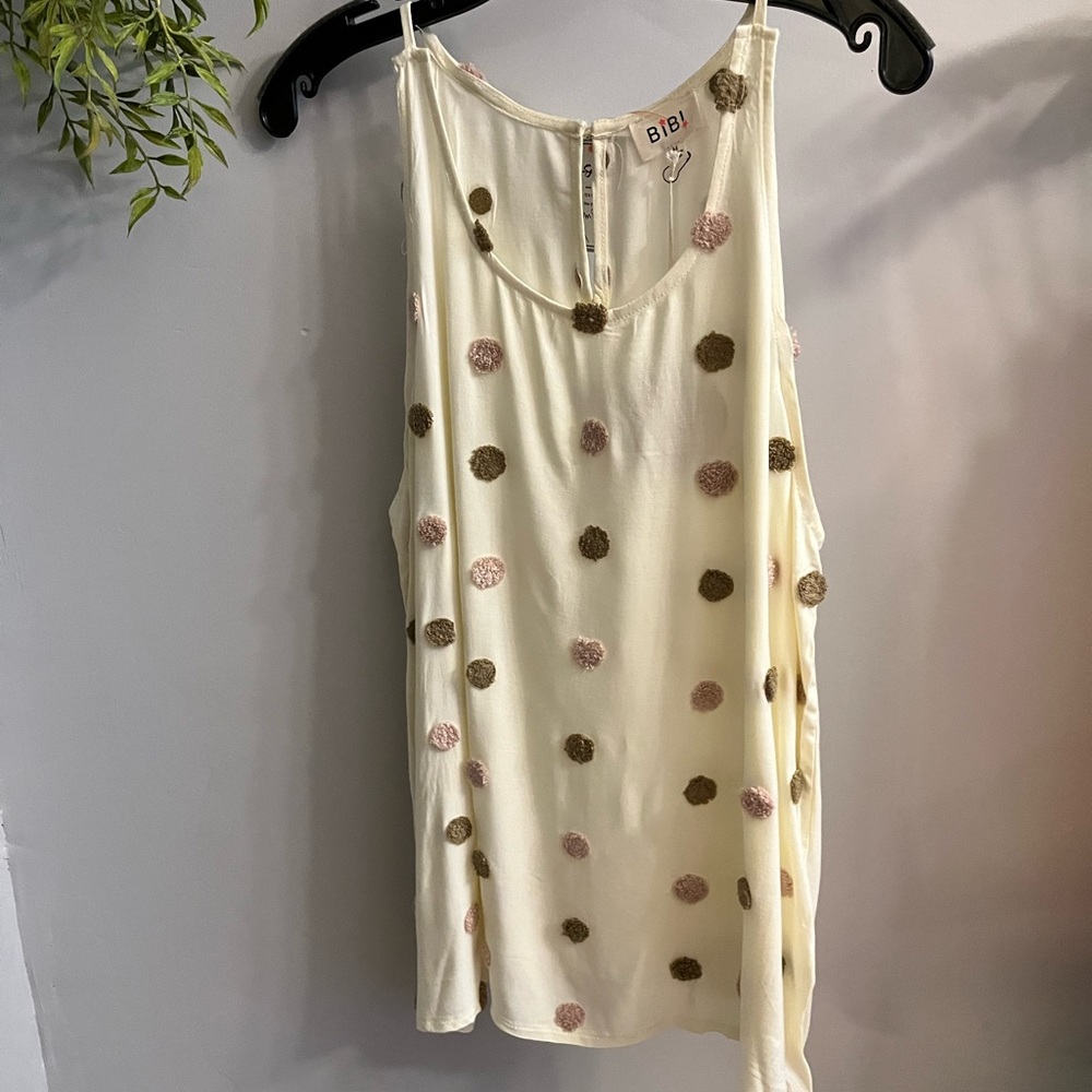 Pom Pom Cream Tank Top
